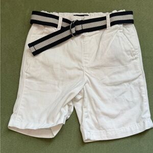 Children’s Place White Shorts with Navy and White Belt NWOT 3T